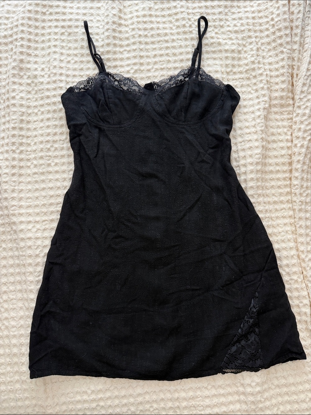 Beverly and Beck Black Lace Trim Slip Dress